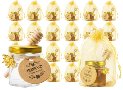 1.5oz 24 Pack Mini Glass Hexagon Canning Jars with Gold Lid