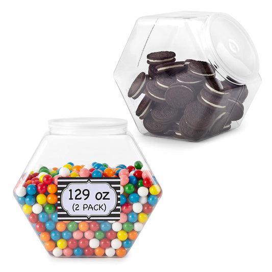Hexagon Cookie Jars with Lids - 2 Pack 129 Oz