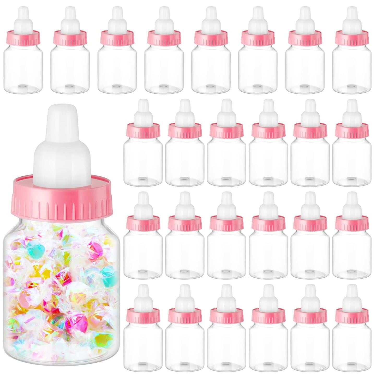 Mini Baby Shower Favor Bottles - Pink 72ct