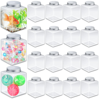 Plastic Fish Bowl Candy Jar with Lids - 20 Pack, 17oz